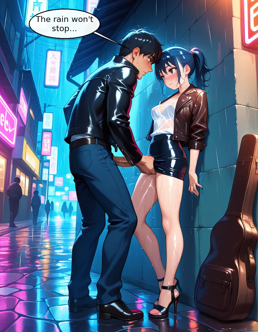 Panel 1 - Neon Rain Intimacy