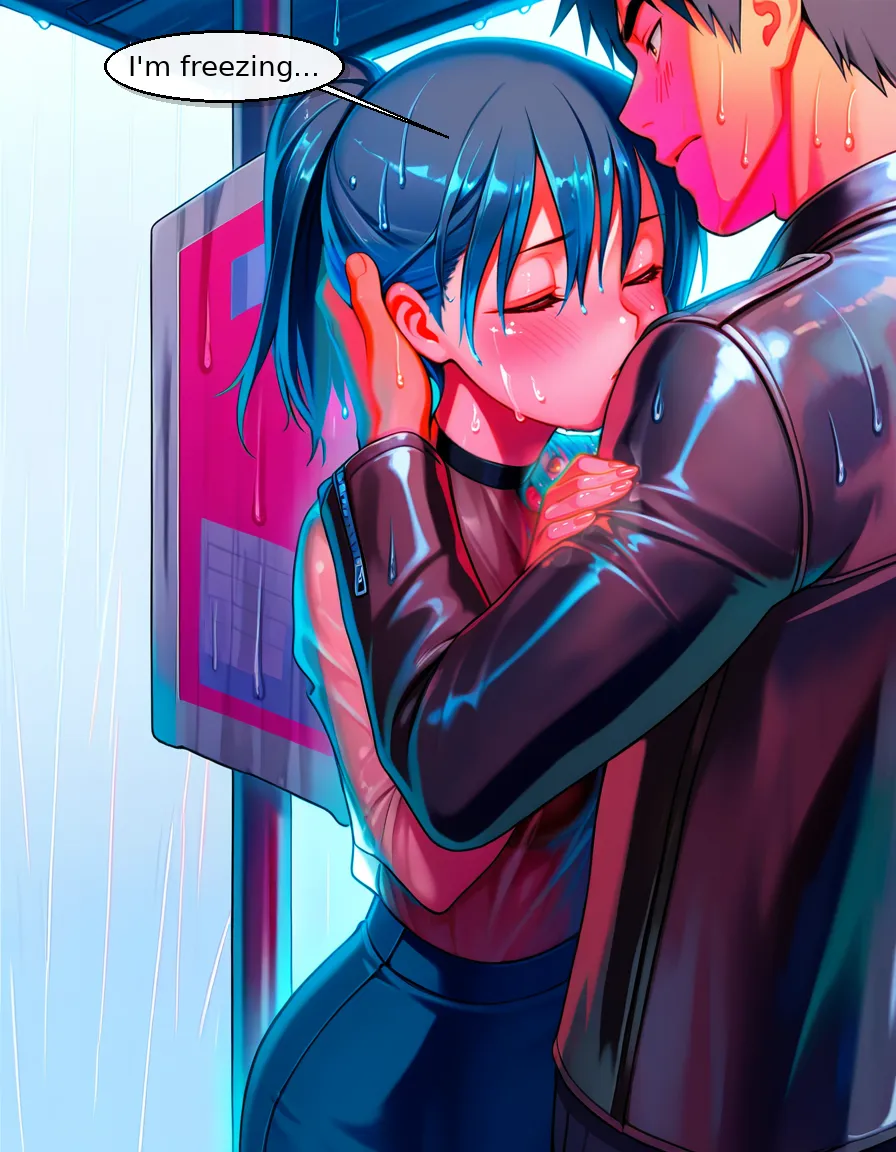 Panel 3 - Neon Rain Intimacy