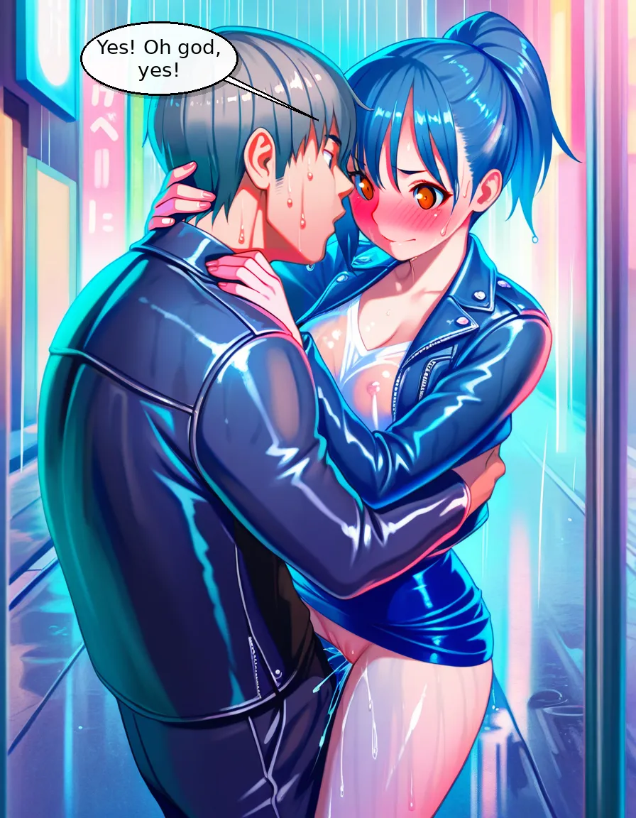 Panel 5 - Neon Rain Intimacy