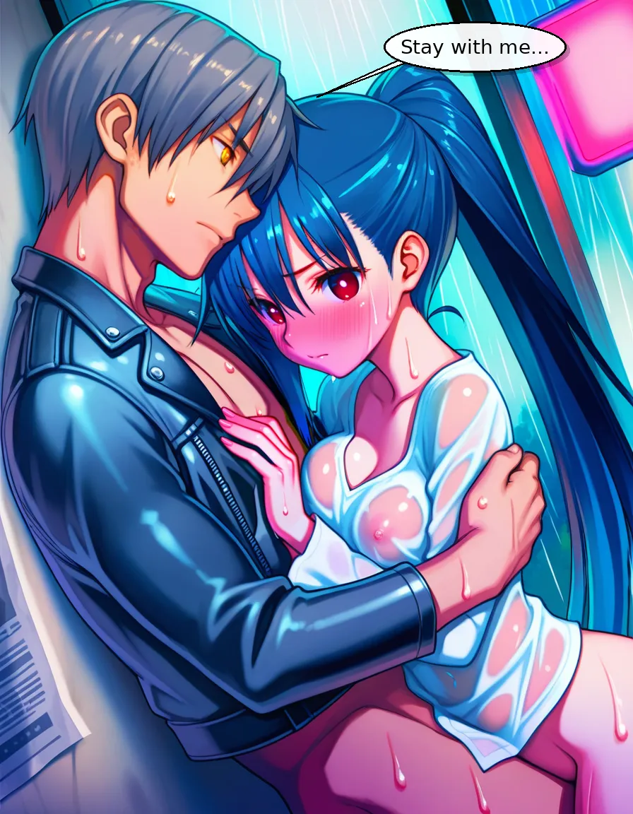 Panel 6 - Neon Rain Intimacy